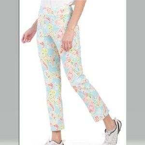 IBKUL Printed Ankle Pant in Sharon Seafoam Multi Size 6 NWT